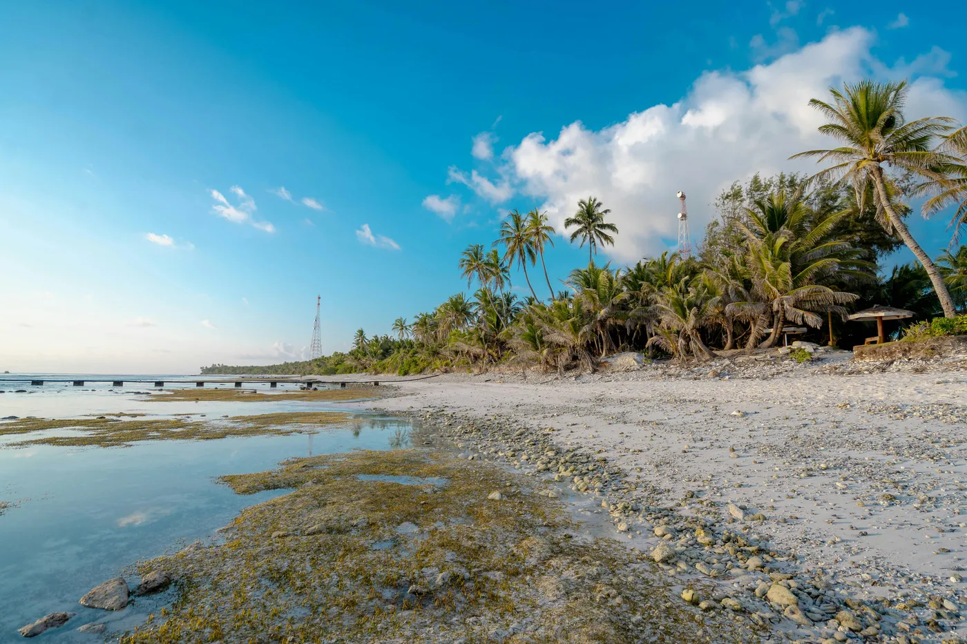 Telecommunications tower on a tropical beach